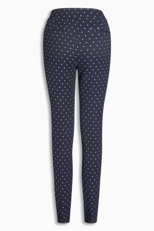 Navy Jacquard Taper Trousers